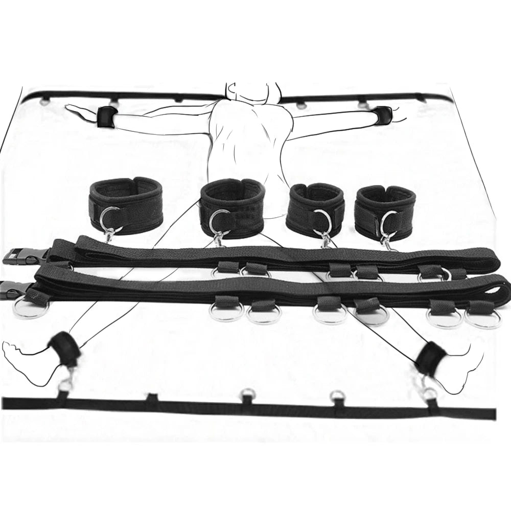 BDSM Restraint Set β Handcuffs & Ankle Cuffs for Bed Play