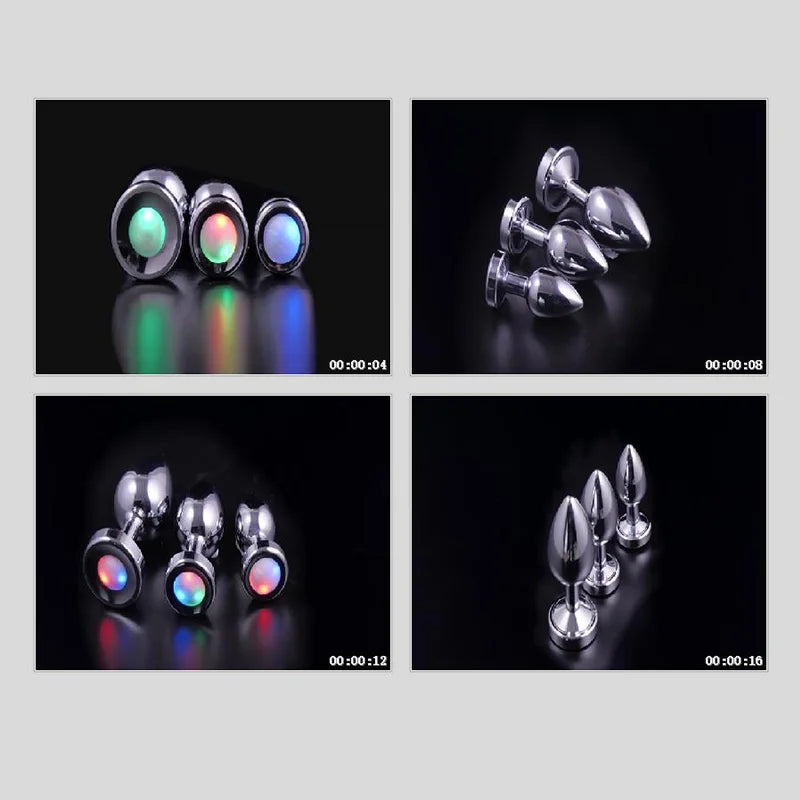 LED Luminous Metal Butt Plug – Light-Up Anal Play for Couples