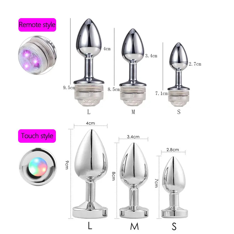 LED Luminous Metal Butt Plug – Light-Up Anal Play for Couples