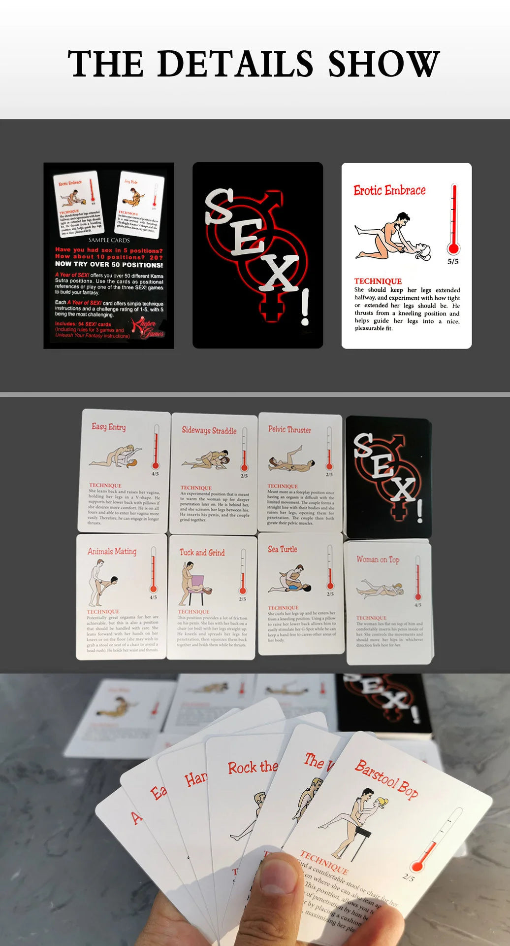 Sexual Position Cards - Couples Games 52 Sexy Position Cards In English & Spanish
