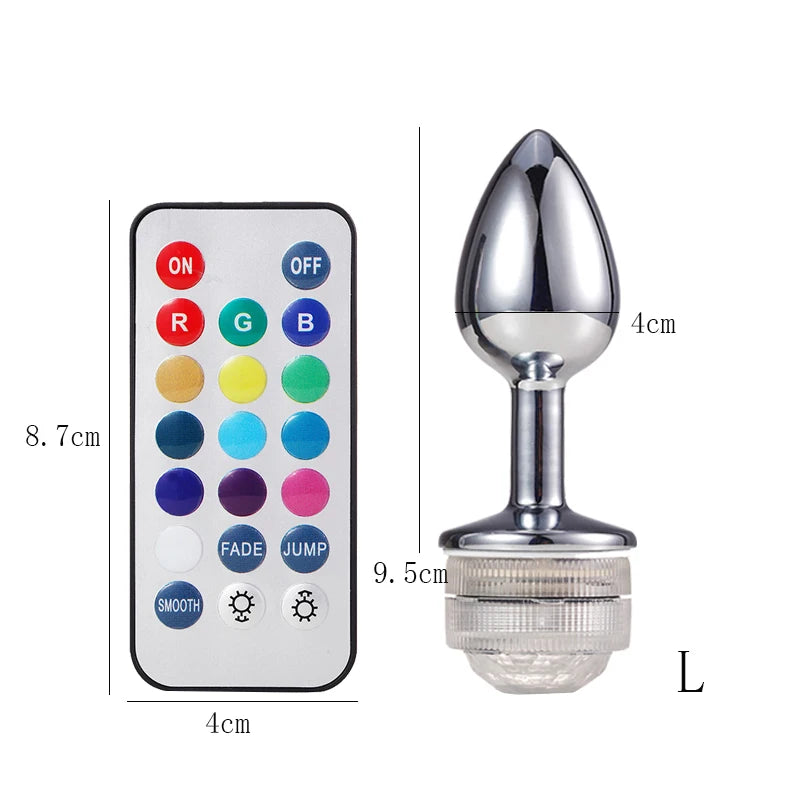 LED Luminous Metal Butt Plug – Light-Up Anal Play for Couples