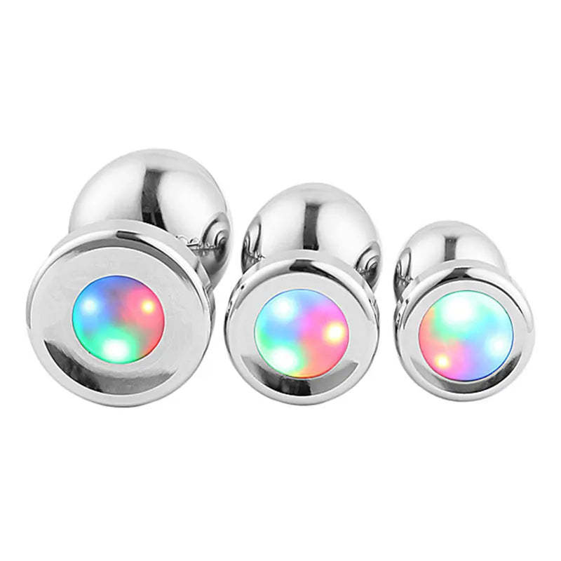 LED Luminous Metal Butt Plug – Light-Up Anal Play for Couples