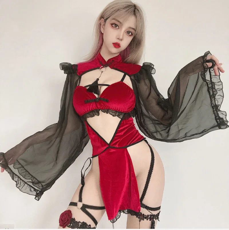Sexy Dark Witch Demon Costume – Erotic Lingerie Outfit for Halloween & Role Play
