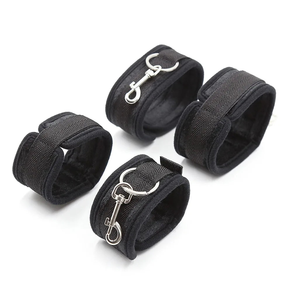 BDSM Restraint Set – Handcuffs & Ankle Cuffs for Bed Play