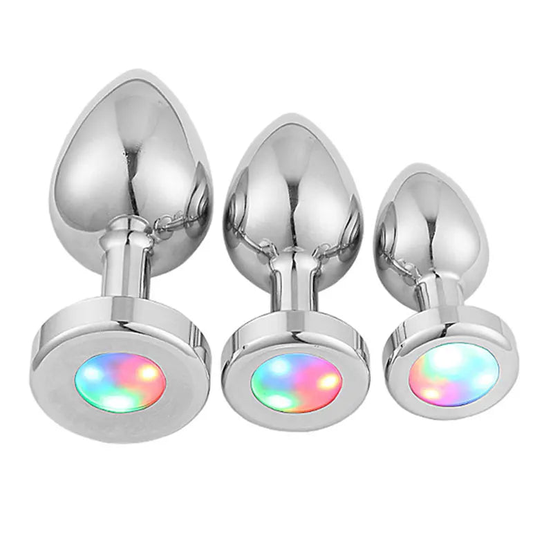 LED Luminous Metal Butt Plug – Light-Up Anal Play for Couples