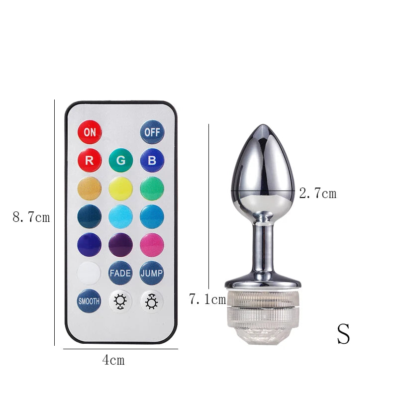 LED Luminous Metal Butt Plug – Light-Up Anal Play for Couples