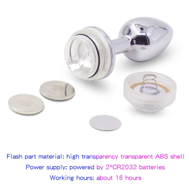 LED Luminous Metal Butt Plug – Light-Up Anal Play for Couples