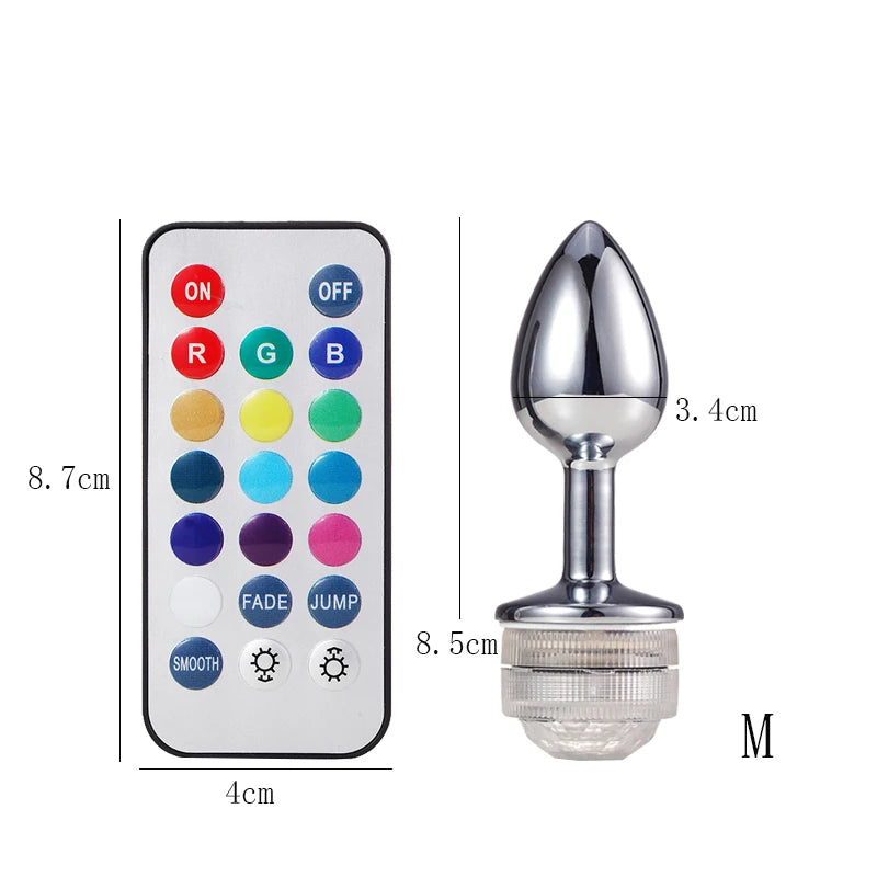 LED Luminous Metal Butt Plug – Light-Up Anal Play for Couples