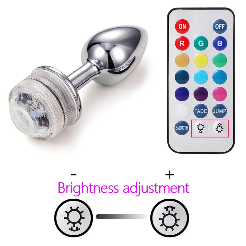 LED Luminous Metal Butt Plug – Light-Up Anal Play for Couples