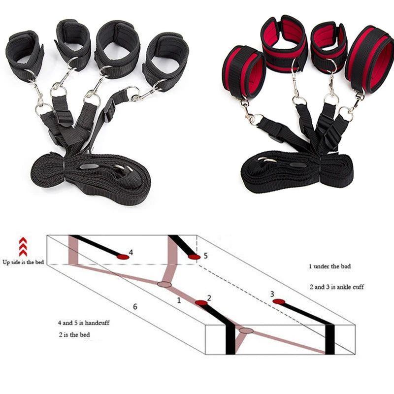 BDSM Restraint Set – Handcuffs & Ankle Cuffs for Bed Play
