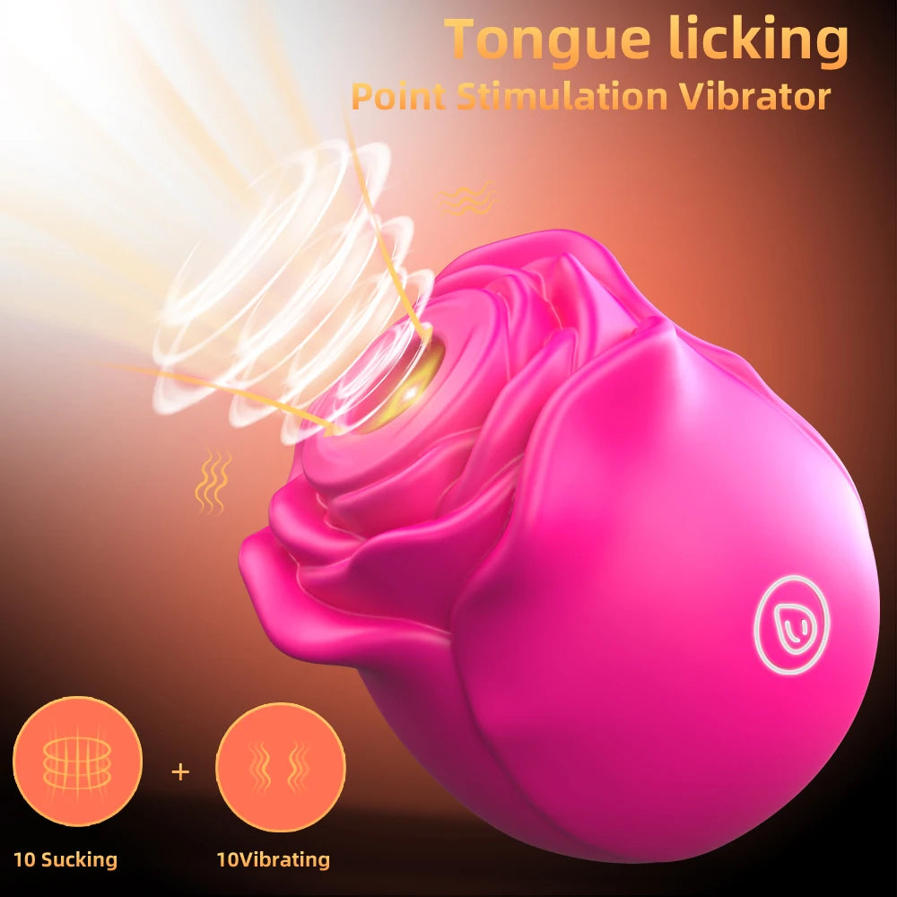Rose-Shaped Clitoral Sucking Vibrator – Vagina & Nipple Stimulator for Women