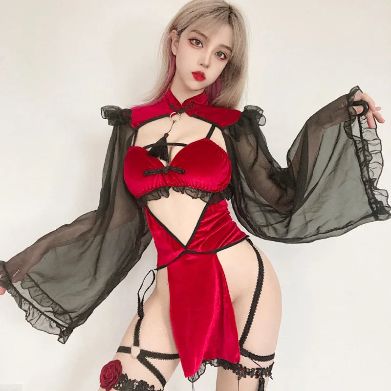 Sexy Dark Witch Demon Costume – Erotic Lingerie Outfit for Halloween & Role Play