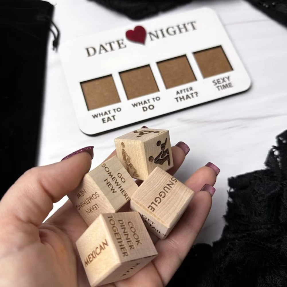 4pcs Wooden Sex Dice Set – Fun Adult Game for Couples