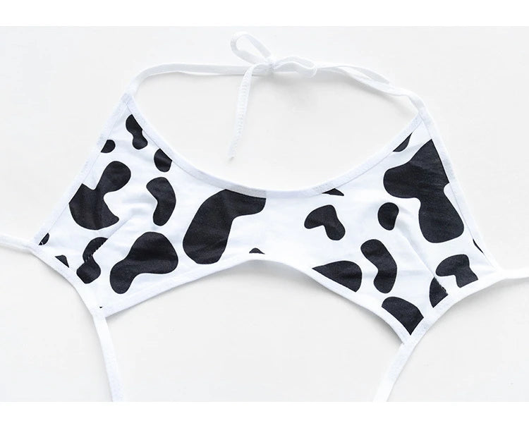 Kawaii Cow Print Micro Bikini Bodysuit – Backless One-Piece Cosplay Lingerie