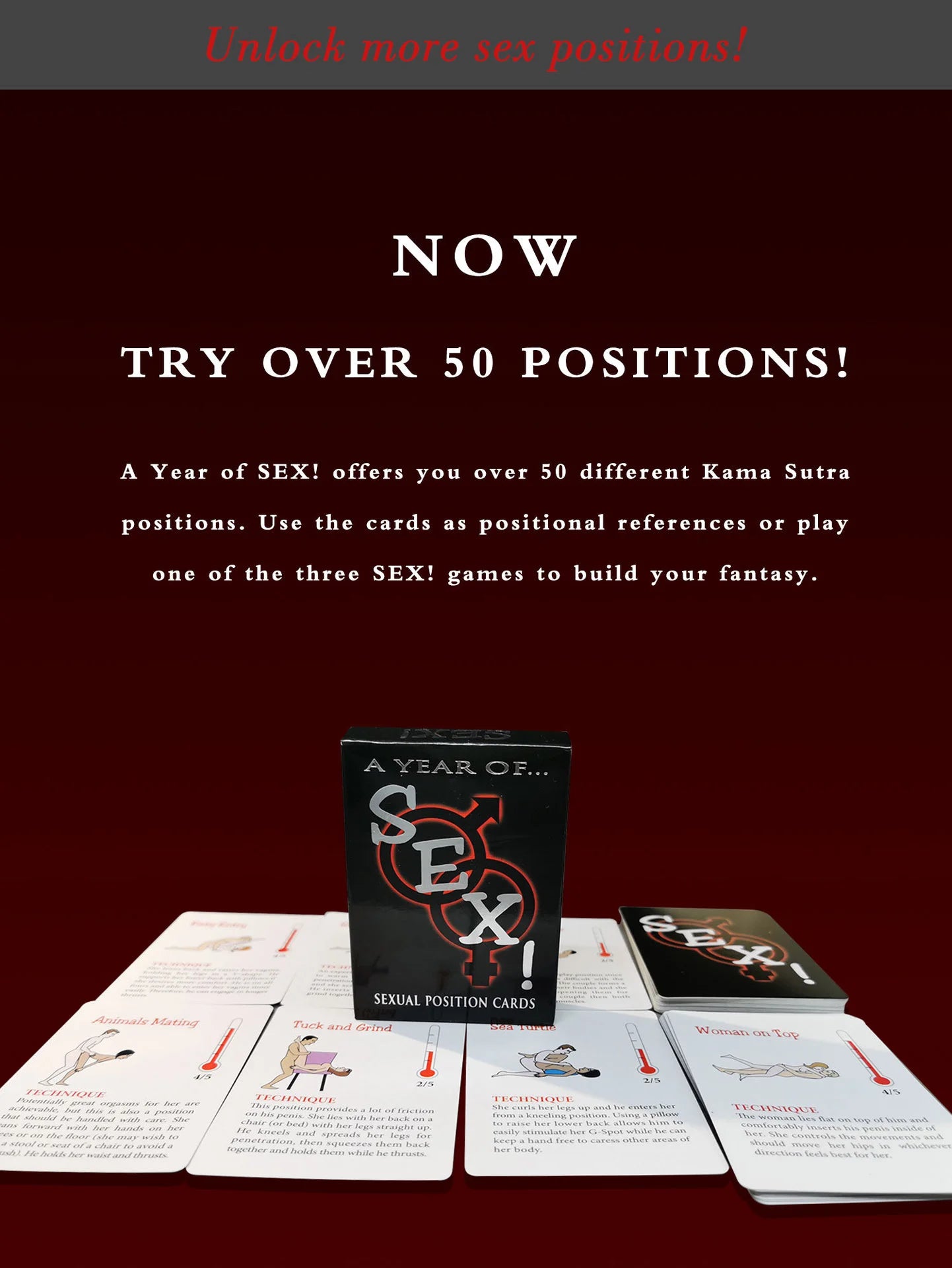 Sexual Position Cards - Couples Games 52 Sexy Position Cards In English & Spanish