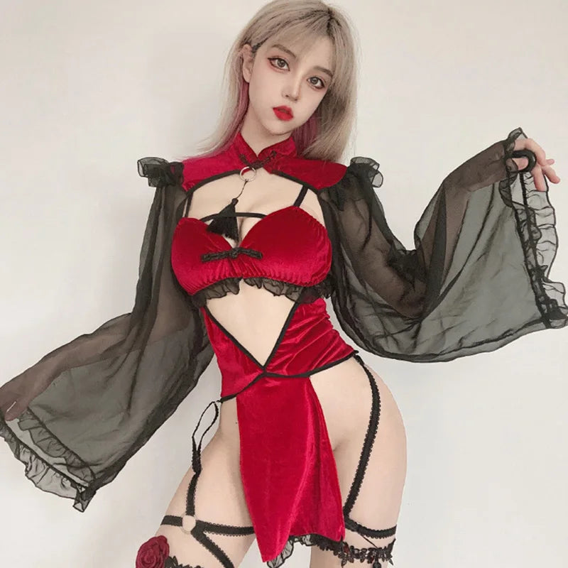 Sexy Dark Witch Demon Costume – Erotic Lingerie Outfit for Halloween & Role Play