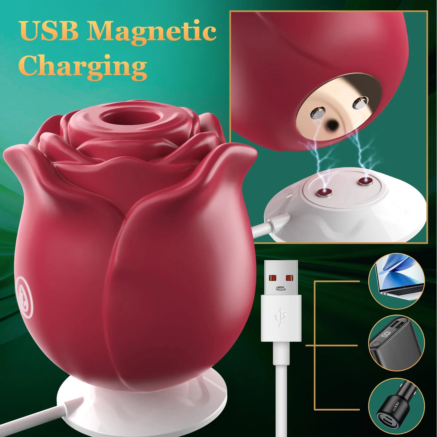 Rose-Shaped Clitoral Sucking Vibrator – Vagina & Nipple Stimulator for Women