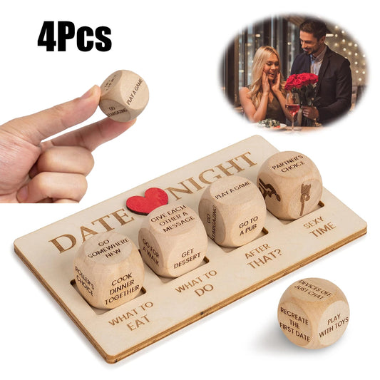 4pcs Wooden Sex Dice Set – Fun Adult Game for Couples