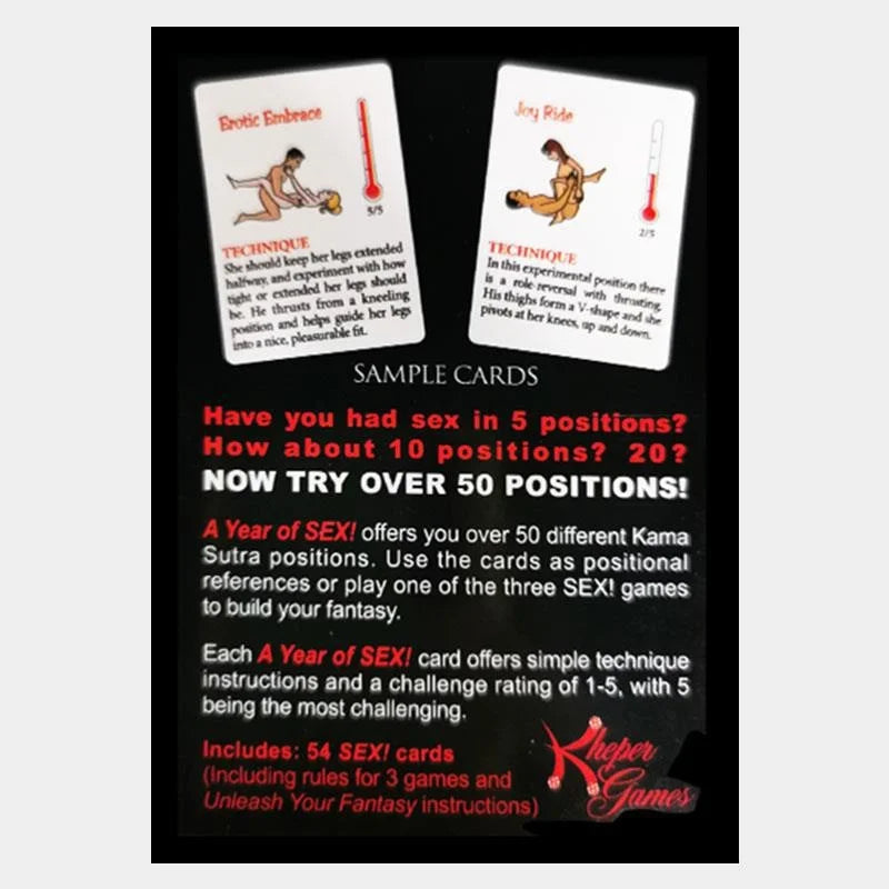 Sexual Position Cards - Couples Games 52 Sexy Position Cards In English & Spanish